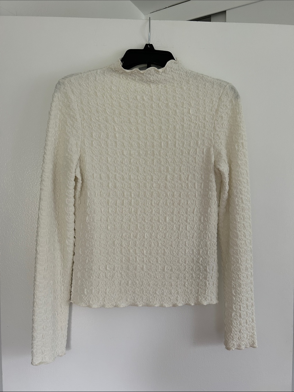 Jason Wu Cream Textured Long-Sleeve Mock Neck Top